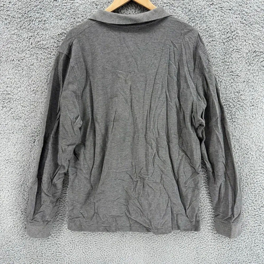 J Crew Polo Shirt Men's Sz XL Gray‎ Long Sleeve 2 Button Collared 100% Cotton